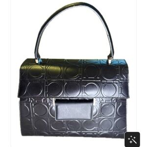 Salvatore Ferragamo Black Embossed Satchel